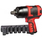 Shinano SI1550 3/4 Inch Impact Wrench c/w 3/4 Inch 8 Piece Metric Socket Set