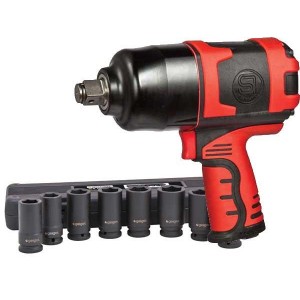 Shinano SI1550 3/4 Inch Impact Wrench c/w 3/4 Inch 8 Piece Metric Socket Set