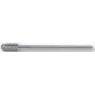 Unikut Cylindrical Radius End Extended Shank Double Cut Carbide Burr (1/4 inch Shank - 1/2 inch Head)